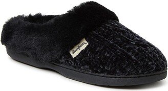 Claire Faux Fur Trimmed Marled Chenille Knit Clog