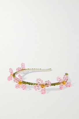 Daisy Silver-tone Crystal Headband - White-AA