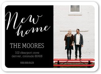 Moving Announcements: Blocked Home Moving Announcement, Black, 5X7, Signature Smooth Cardstock, Rounded