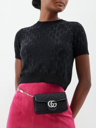 GG Marmont Crystal-embellished Moiré Belt Bag