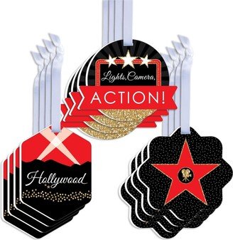 Big Dot Of Happiness Red Carpet Hollywood - Assorted Hanging Favor Tags - Gift Tag Toppers Set of 12