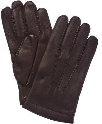 Men's Chocolate Cashmere-Lined Leather Gloves