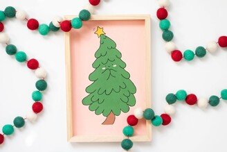 Hand Painted Shy Blushing Pink Christmas Tree 