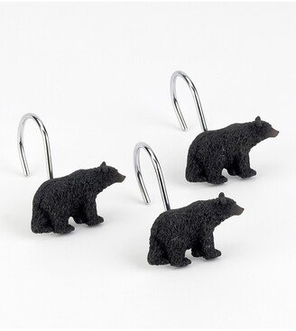 Black Playful Bears Lodge Resin 12-Pc. Shower Curtain Hooks