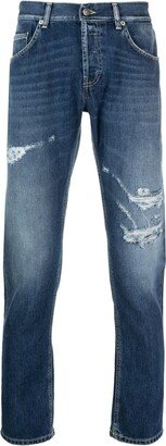 Distressed-Detail Slim-Cut Jeans