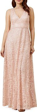 Sequined Guipure Lace Gown