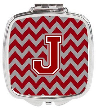 CJ1049-JSCM Letter J Chevron Maroon & White Compact Mirror, 3 x 0.3 x 2.75 in.