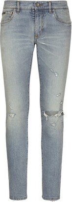 Washed Skinny Denim Stretch Jeans