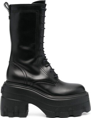 Platform Leather Combat Boots
