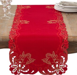 Saro Lifestyle Embroidered Angel Cherub Design Christmas Table Runner