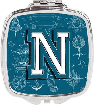 CJ2014-NSCM Letter N Sea Doodles Initial Alphabet Compact Mirror