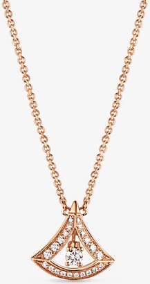 Womens Rose Gold Divas' Dream 18ct Rose-gold and 0.21 Brilliant-cut Diamond Pendant Necklace