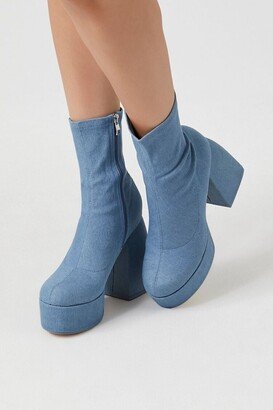 Women's Denim Platform Block Booties, 5.5