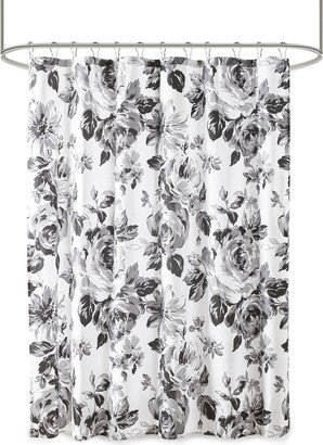 Dorsey Floral Printed Shower Curtain, 72 x 72 - Black, White