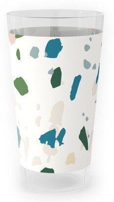 Outdoor Pint Glasses: Terrazzo - Green On Cream Outdoor Pint Glass, Green