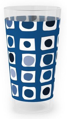 Outdoor Pint Glasses: Little White Rectangles - Classic Blue Outdoor Pint Glass, Blue