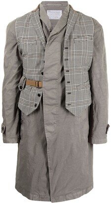 Checked Waistcoat Layer Coat