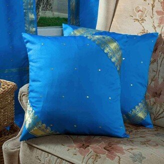 Indian Selections Blue-Decorative handcrafted Cushion Cover, Throw Pillow case Euro Sham-6 Sizes