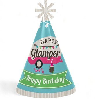 Big Dot Of Happiness Let's Go Glamping - Cone Camp Glamp Happy Birthday Party Hats - Set of 8