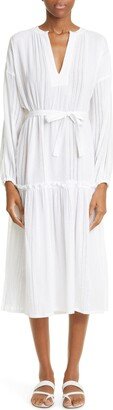 Abira Long Sleeve Tiered Cotton Blend Cover-Up Midi Dress