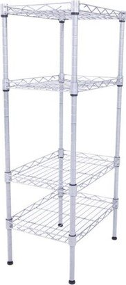 Rectangle Carbon Steel Metal Assembly 4-Shelf Storage Rack Silver Grey - 13.77 x 9.84 x 31.5
