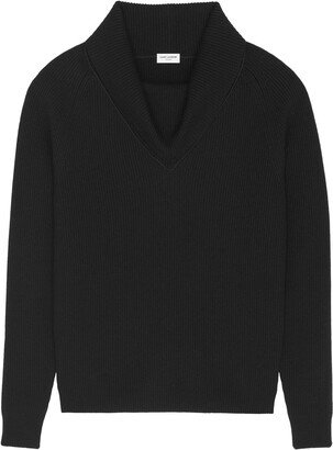 ribbed-knit V-neck jumper-AF