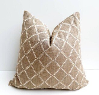 Tan Boho Pillow Modern Farmhouse Beige Cushion Neutral Euro Sham Woven Mudcloth Rustic