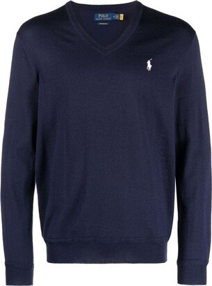 Polo Pony-motif V-neck jumper-AA