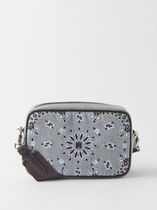 Bandana-embroidered Denim Cross-body Bag