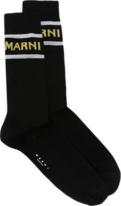 Logo-Intarsia Contrast-Trim Socks