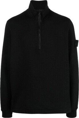 Compass-badge half-zip jumper