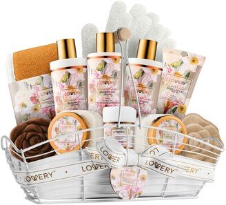 Lovery Coconut Caramel Spa Gift Basket and Body Care Gift Set, Self Care Package, 13 Piece