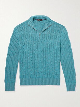 Cable-Knit Baby Cashmere and Linen-Blend Half-Zip Sweater