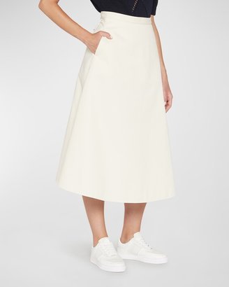 Cotton A-Line Midi Skirt w/ Pockets