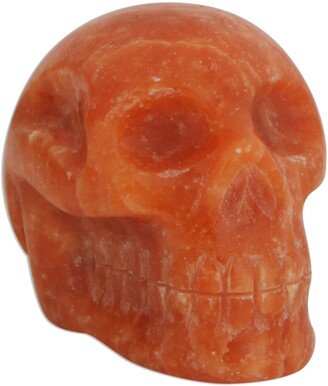 Handmade Tangerine Skull Calcite Figurine