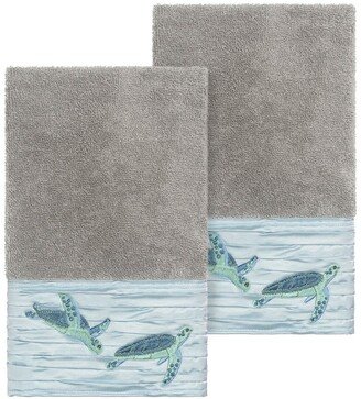 Mia Embellished Hand Towel - Set of 2 - Dark Grey