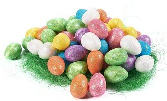 Juvale 72x Small Sparkling Foam Easter Bunny Eggs Ornaments for DIY Crafts Decoration