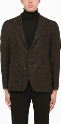 Montecarlo brown single-breasted jacket in a bouclé wool blend