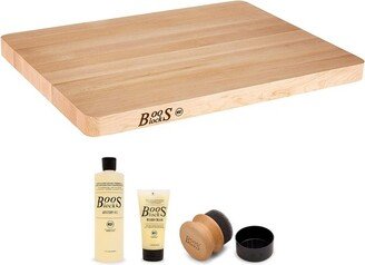 Maple Wood Chop N Slice Reversible Cutting Board, 18 x 12 x 1.25 Inch and 3 Piece Wood Cutting Board Care and Maintenance Set