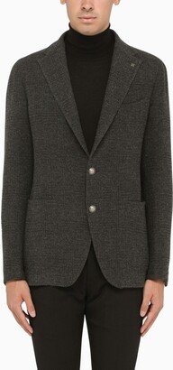Grey wool blend single-breasted jacket