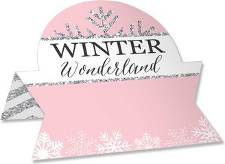 Big Dot Of Happiness Pink Winter Wonderland Birthday & Baby Table Setting Name Place Cards 24 Ct