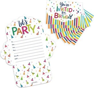 Big Dot of Happiness Cheerful Happy Birthday - Fill-In Cards - Colorful Birthday Party Fold and Send Invitations - Set of 8