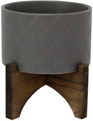 Matte Grey Argyle Ceramic Planter