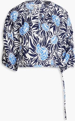 Dario cropped floral-print woven blouse