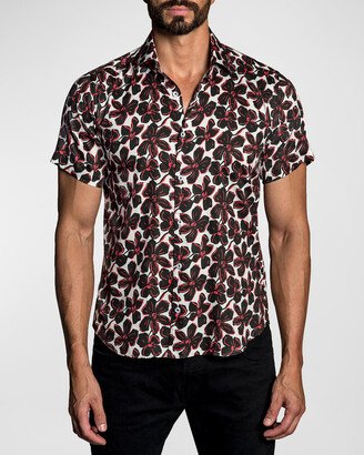 Men's Floral-Print Slim Fit Sport Shirt