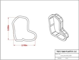 Fast Shipping Cowboy Boot 02 Cookie Cutter, Cutter