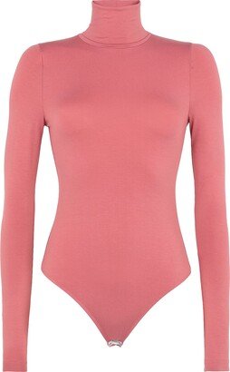 Jersey L/sleeve Roll-neck Thong Bodysuit T-shirt Pastel Pink