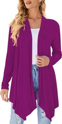 Uvog Plus Size Cardigan for Women 3X Casual Lightweight Open Front Long Shawl Cardigans Sweaters Purple