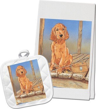 Irish Setter Kitchen Dish Towel & Pot Holder Gift Set-AA