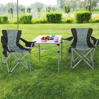 unbrand 1-Piece Oversized Camping Folding Chair with Cup Holder and Side Cooler Bag